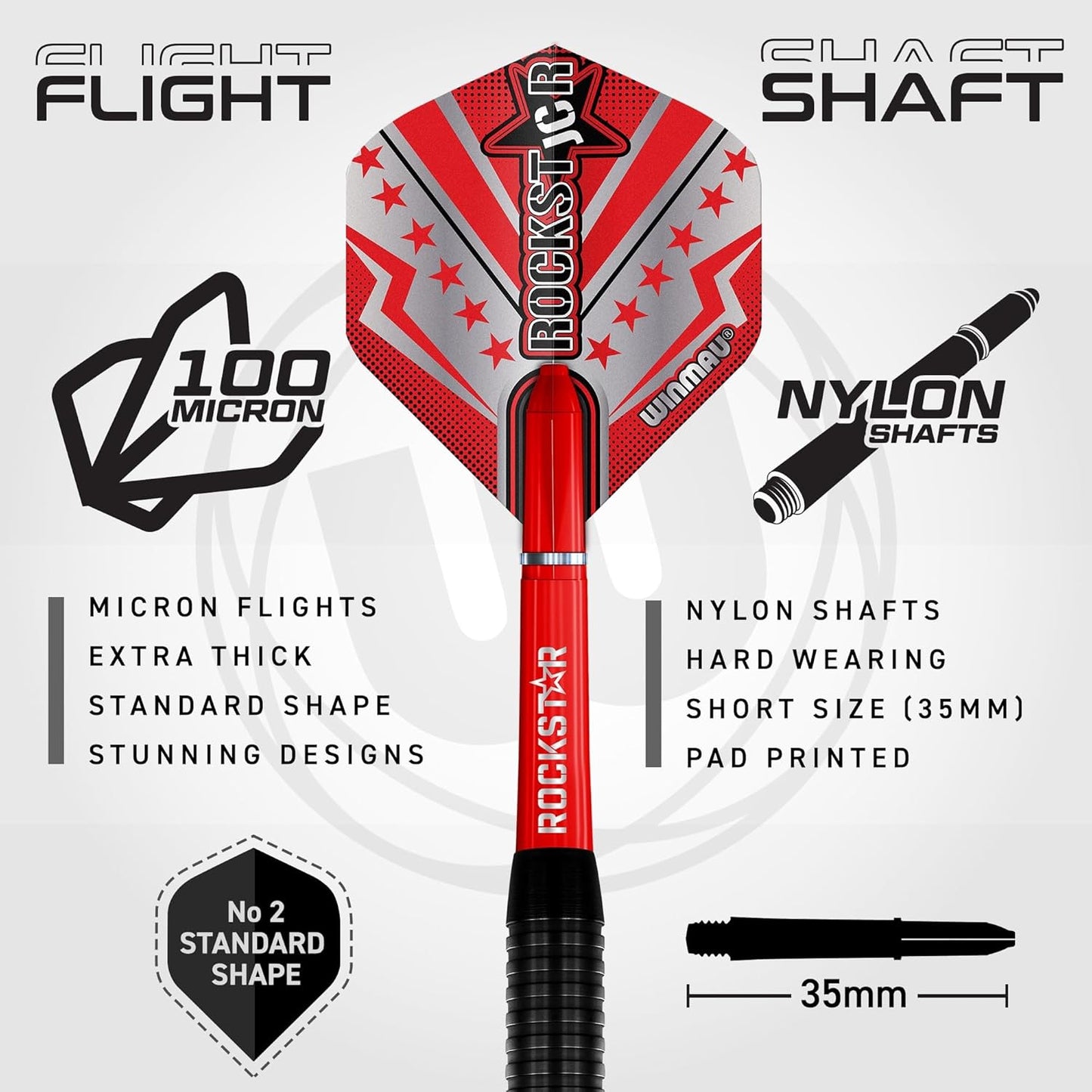 Darts Joe Cullen Rockstar 20G Brass Darts Set with Dart Flights and Dart Shafts (Stems) Including Checkout Card