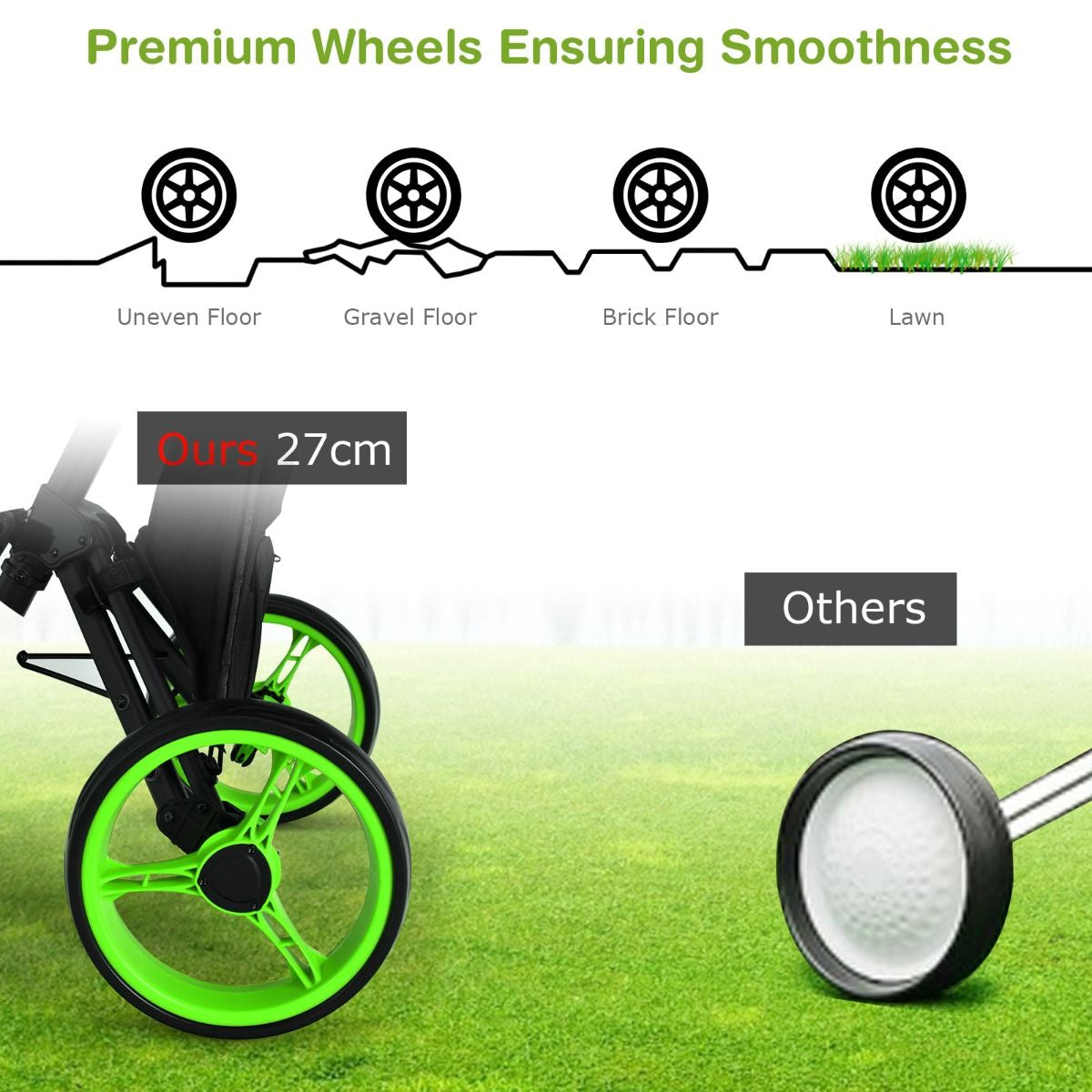 Golf Push Pull Cart with Storage Bag and Foot Brake