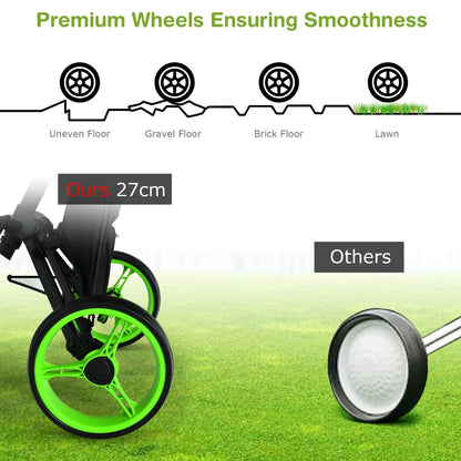 Golf Push Pull Cart with Storage Bag and Foot Brake