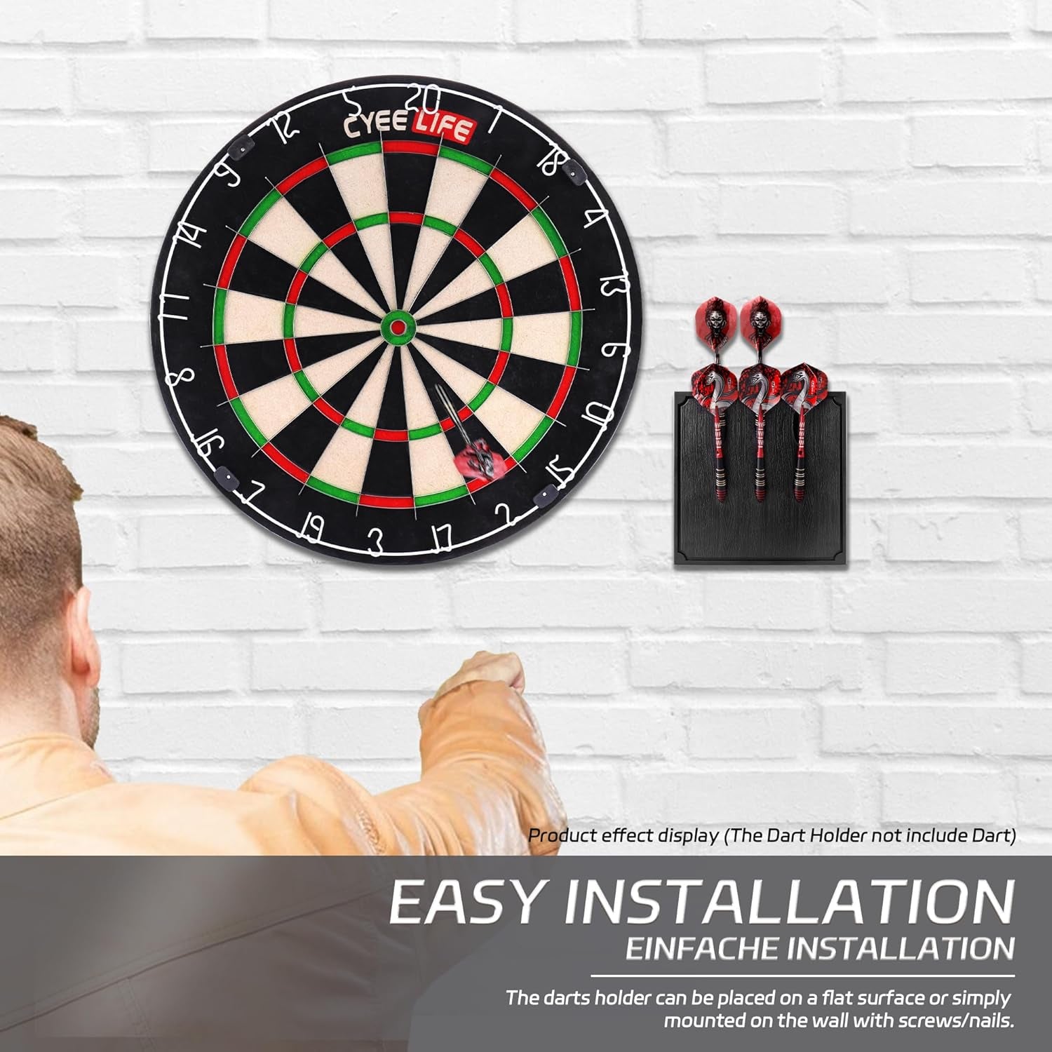 Wall Mounted Darts Holder/Stand,Displays 6 Set of Steel/Soft Tip Darts,Compatible with All Sisal & Electronic Dartboards, Surrounds & Cabinets