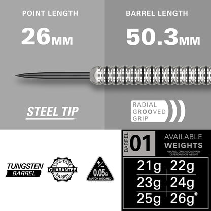 Darts Artemis 21G/22G/23G/24G/25G/26G 80% Tungsten Steel Tip Darts Set | 6 Pro Grip Shafts | 9 Pro Ultra Flights | Dart Wallet Bundle