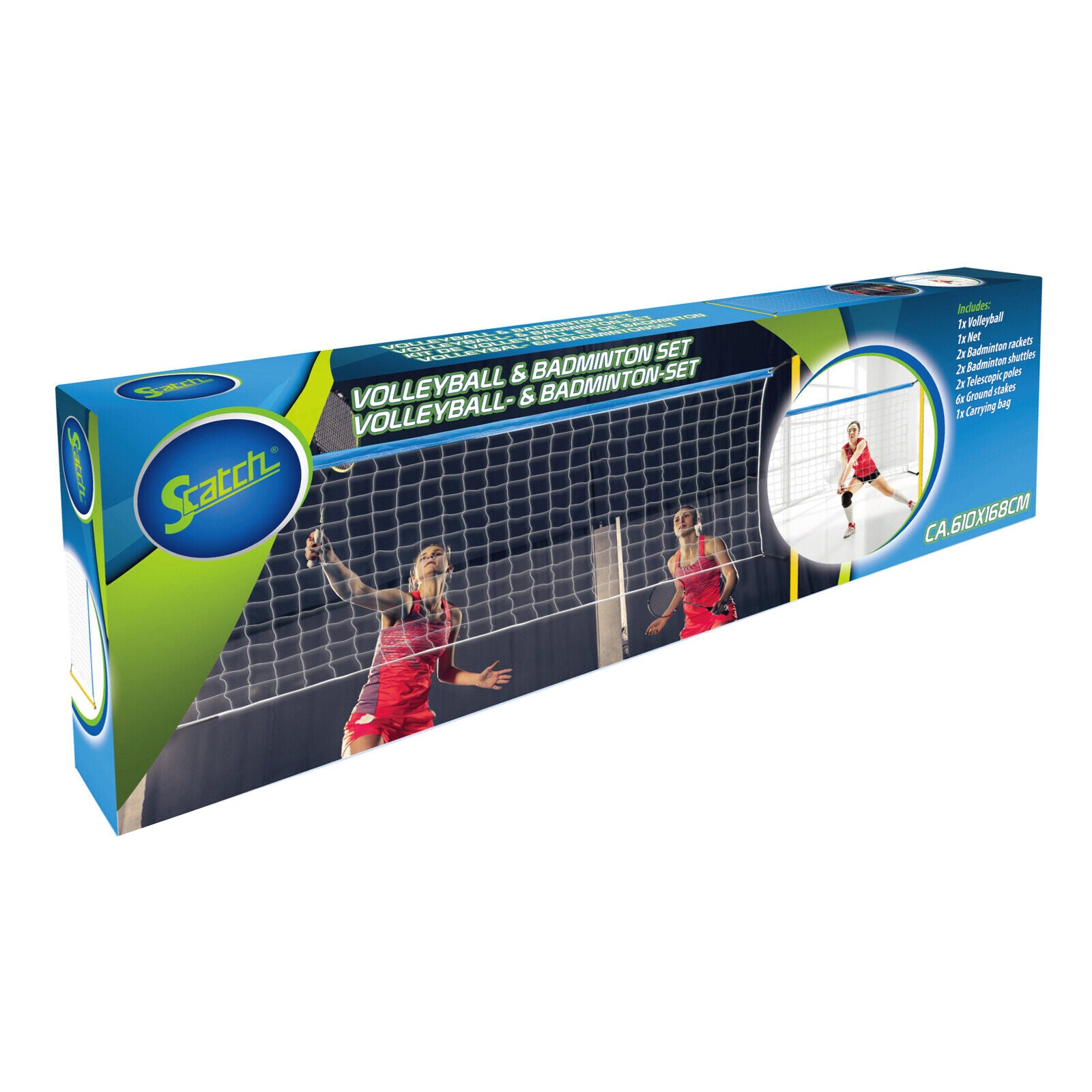 Kids Badminton & Volleyball Play Set 2-In-1 Sport Outdoor Garden Games Fun Toy