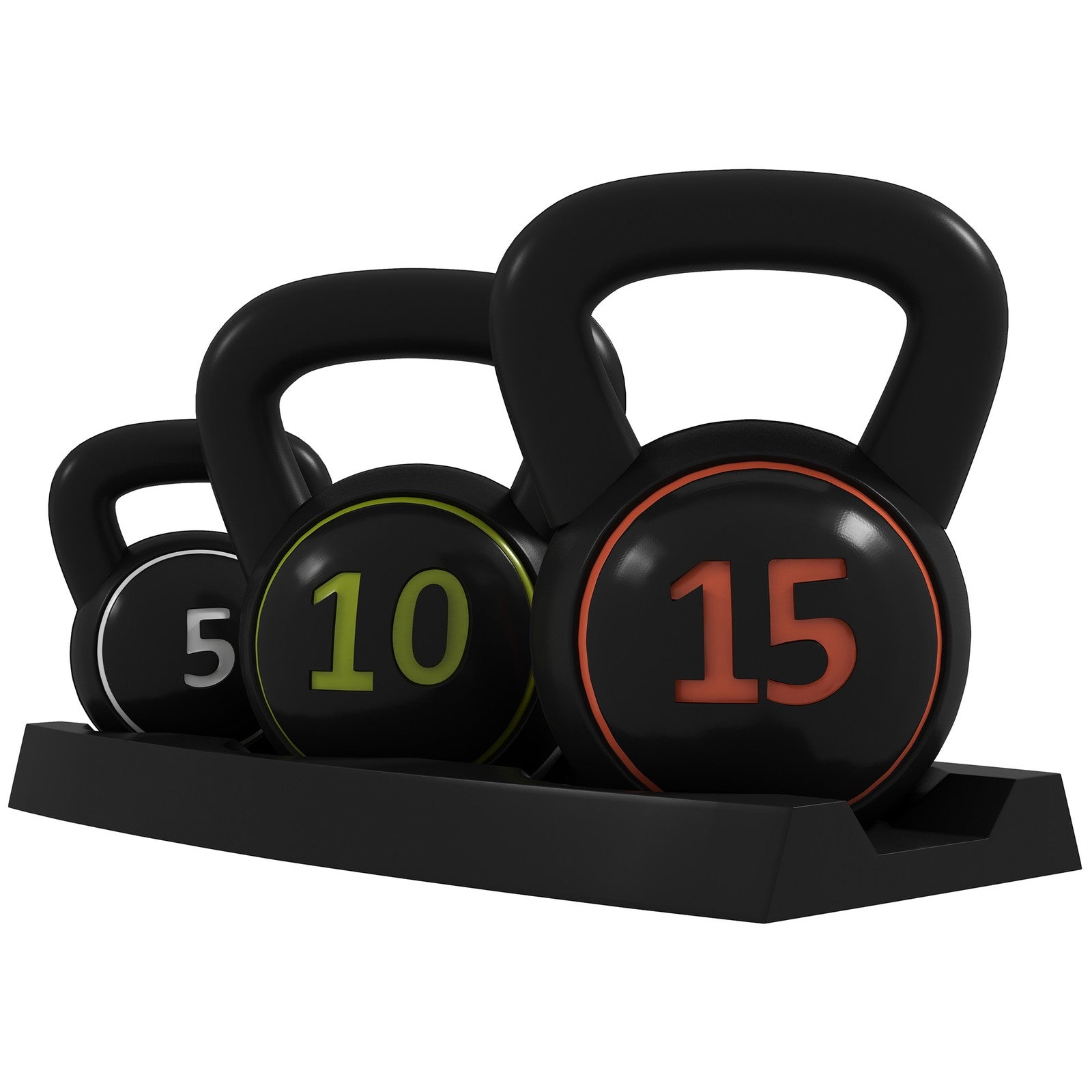 SPORTNOW Set of Three Kettlebell Weights with Storage Tray, 2.2Kg, 4.5Kg, 6.8Kg