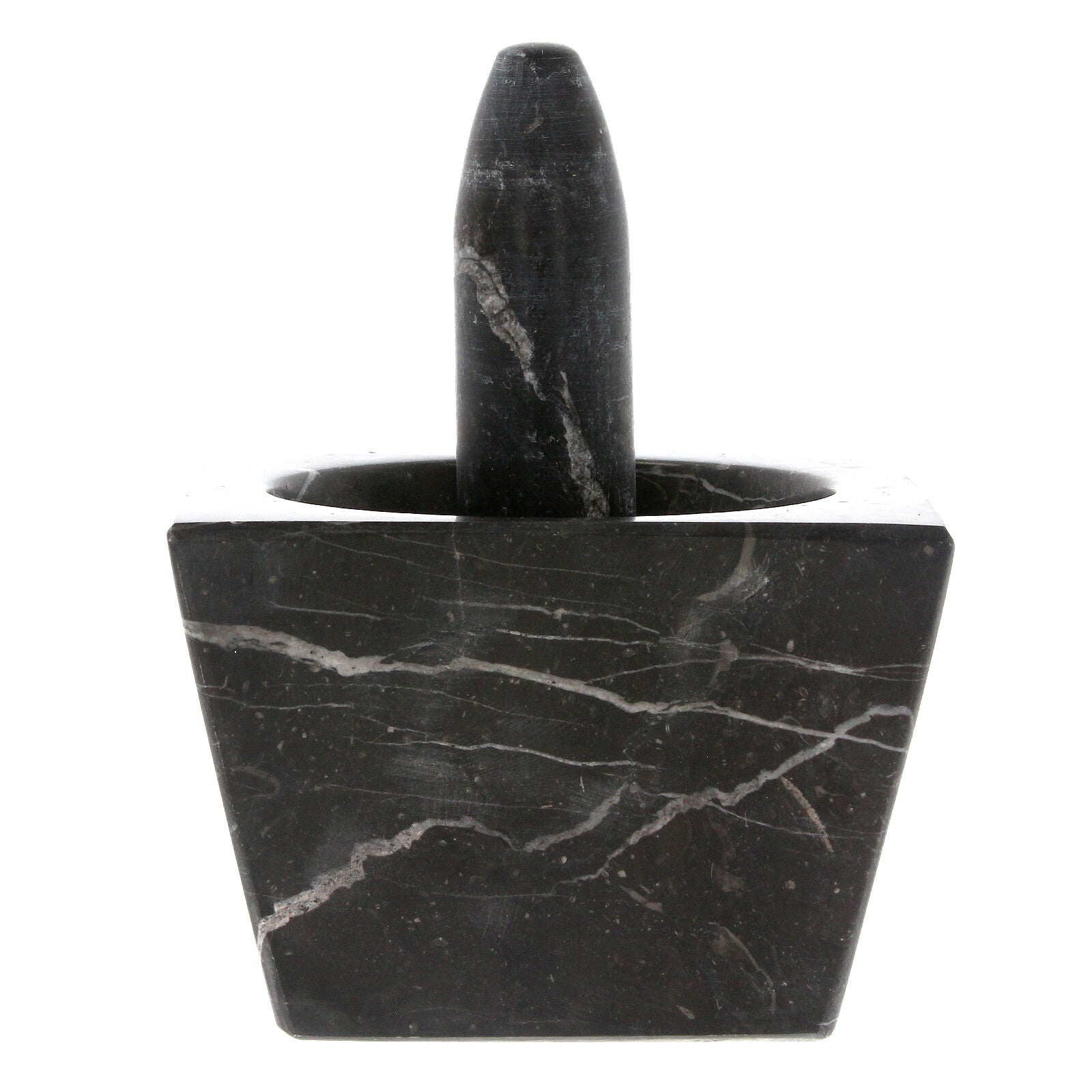 Pestle and Mortar Set Square Spice & Herb Crusher Grinder Black Durable Stone