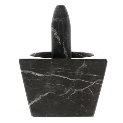 Pestle and Mortar Set Square Spice & Herb Crusher Grinder Black Durable Stone