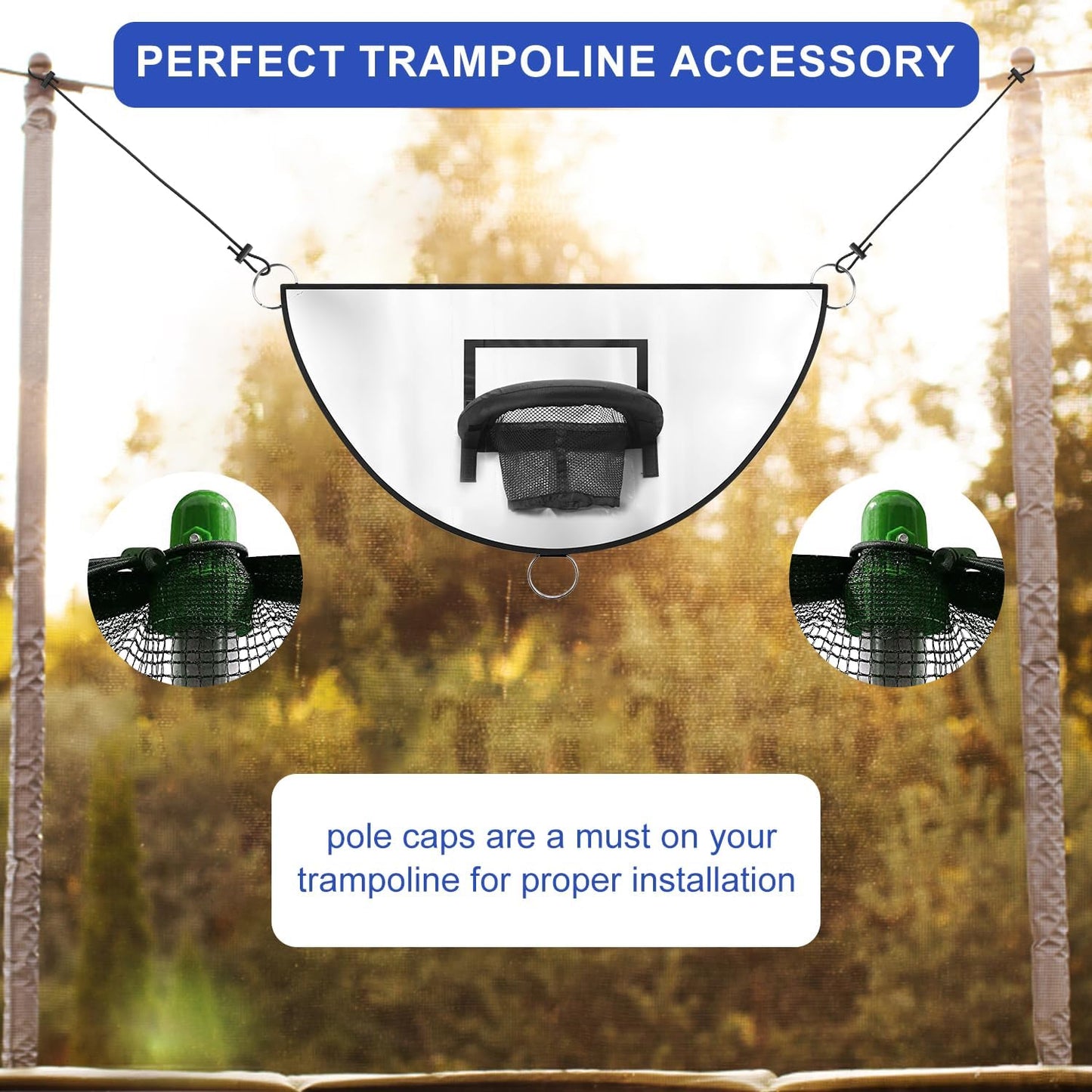 Trampoline Basketball Hoop, Breakaway Rim for Dunking Trampoline Basketball Attachment Goal Trampoline Accessory with Mini Basketballs for Basketball Lovers Kids Adults Indoor Outdoor Use