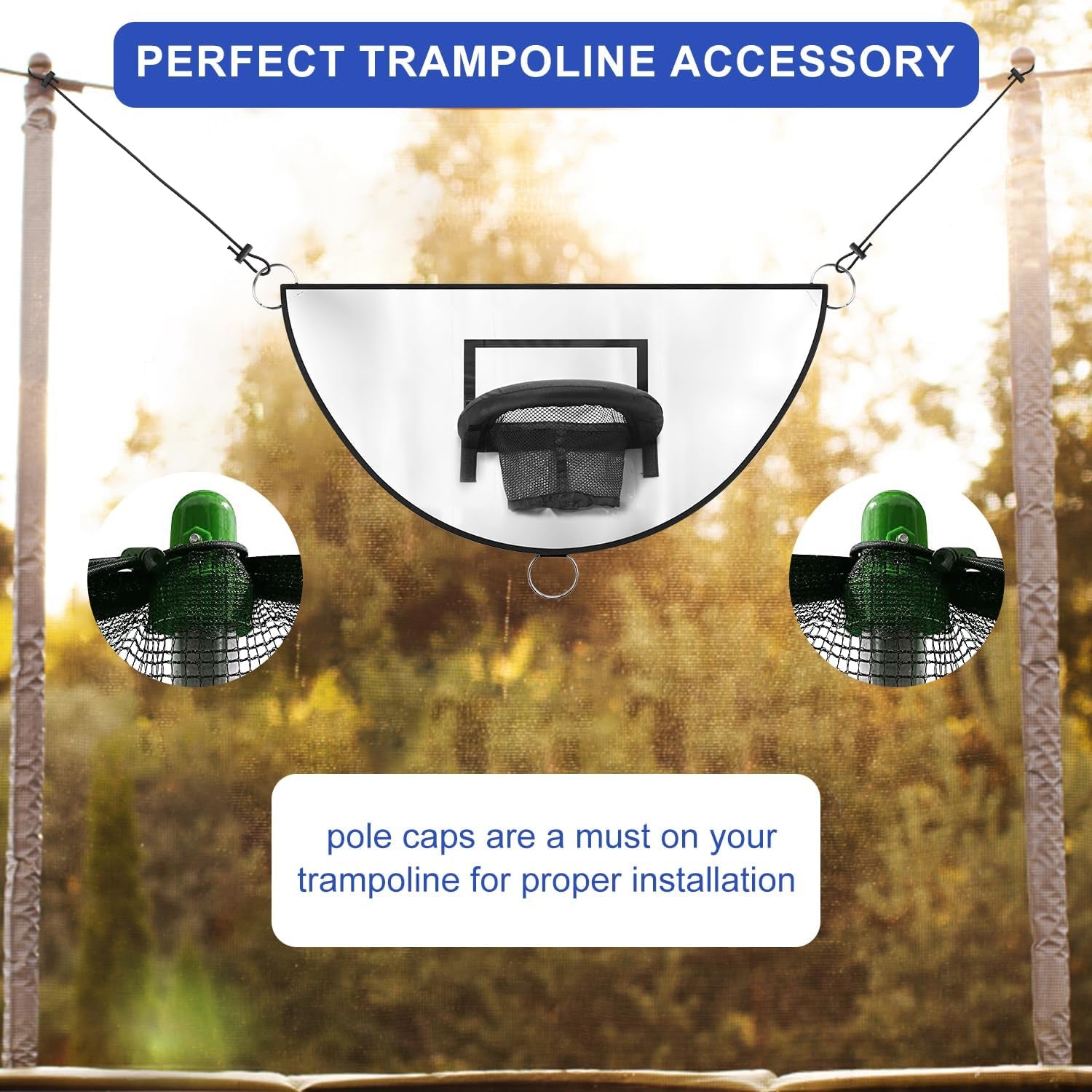 Trampoline Basketball Hoop, Breakaway Rim for Dunking Trampoline Basketball Attachment Goal Trampoline Accessory with Mini Basketballs for Basketball Lovers Kids Adults Indoor Outdoor Use