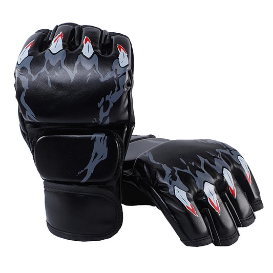 Unisex Kickboxing Gloves PU Leather Sparring Punching Gloves Wear Resistant Fingerless for Boxing Kickboxing Muay Thai MMA
