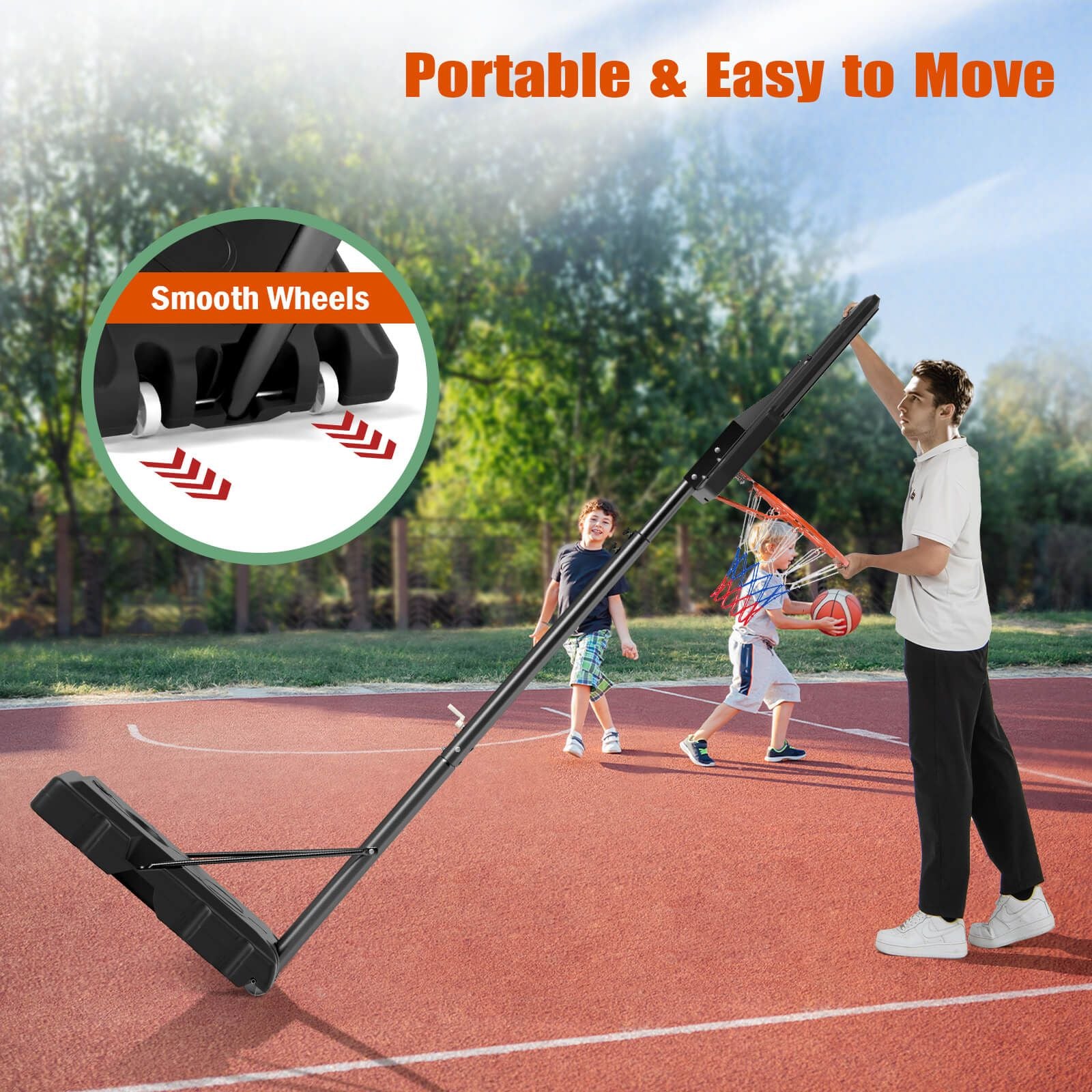225-305Cm Portable Basketball Hoop Adjustable Basketball Goal System