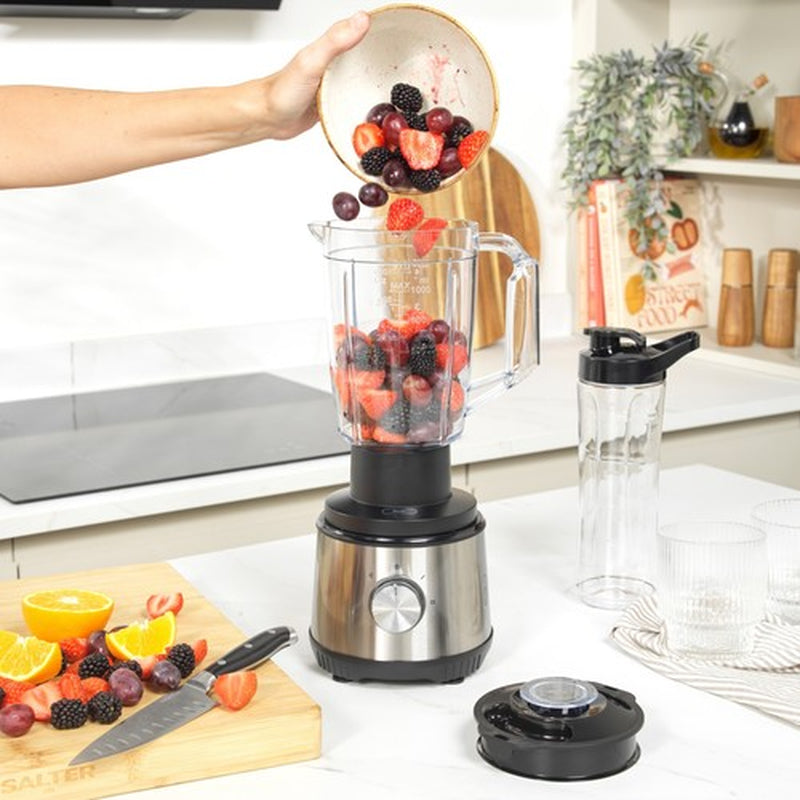 Salter Blender Juicer Set Smoothie Maker 4 in 1 600 Ml Bottle, 2 Speeds, 400 W