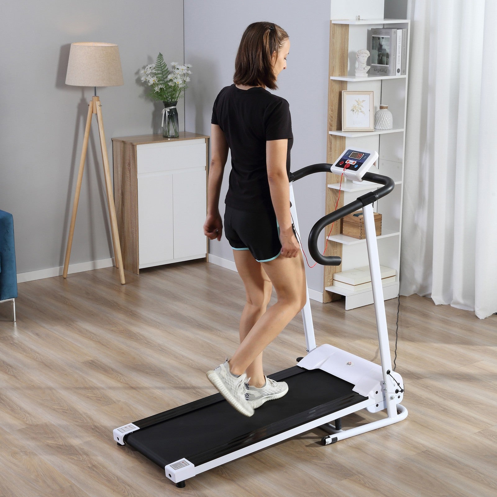 1-10Km/H Folding 1.25HP Treadmill Home Running Fitness Machine W/ Safety Stopper