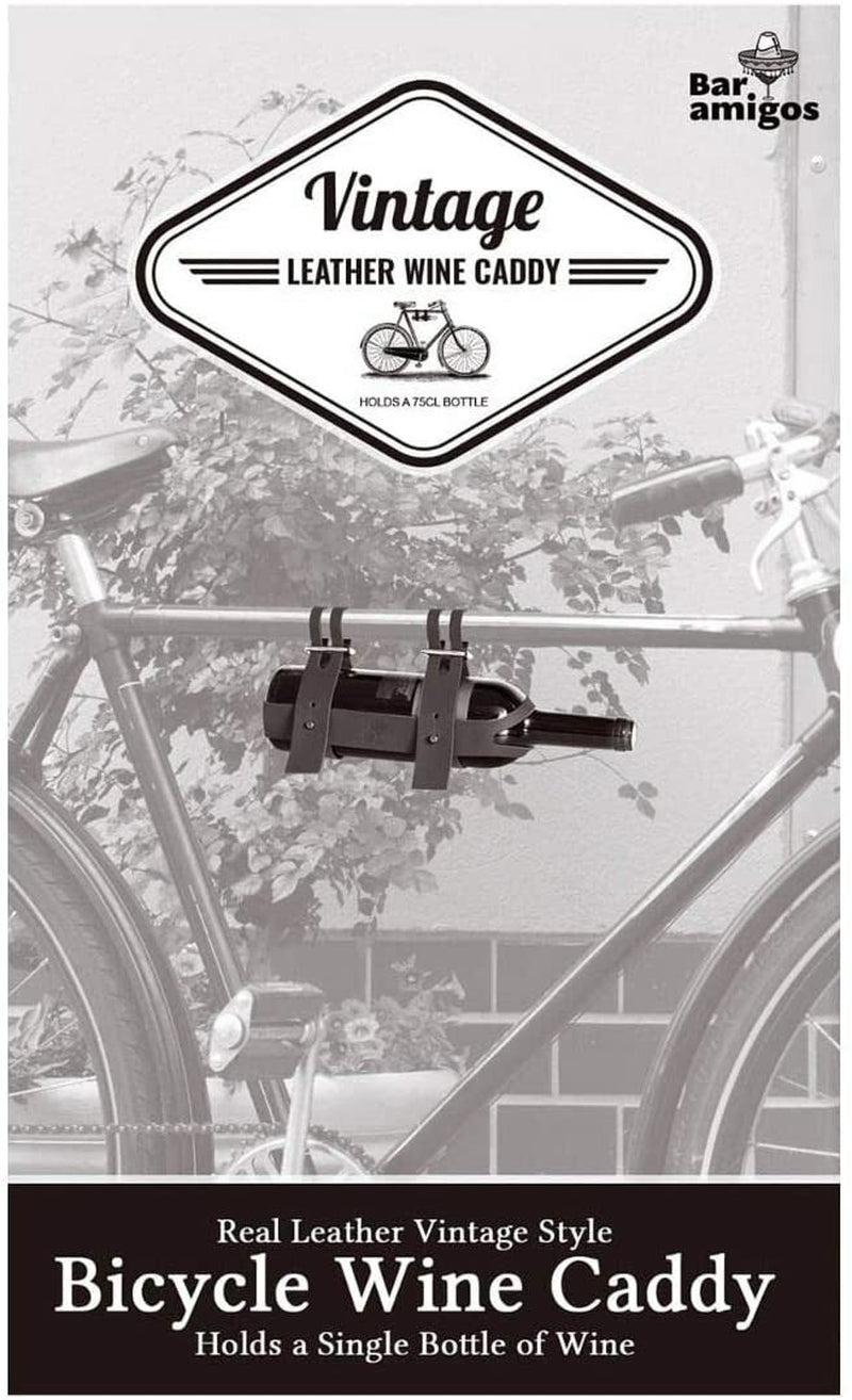 Brown Leather Vintage Bicycle Wine Bottle Holder Mountain Retro Bike Accessory