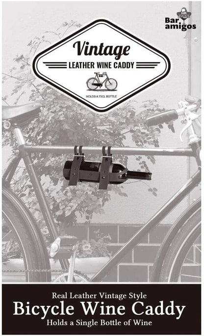 Brown Leather Vintage Bicycle Wine Bottle Holder Mountain Retro Bike Accessory