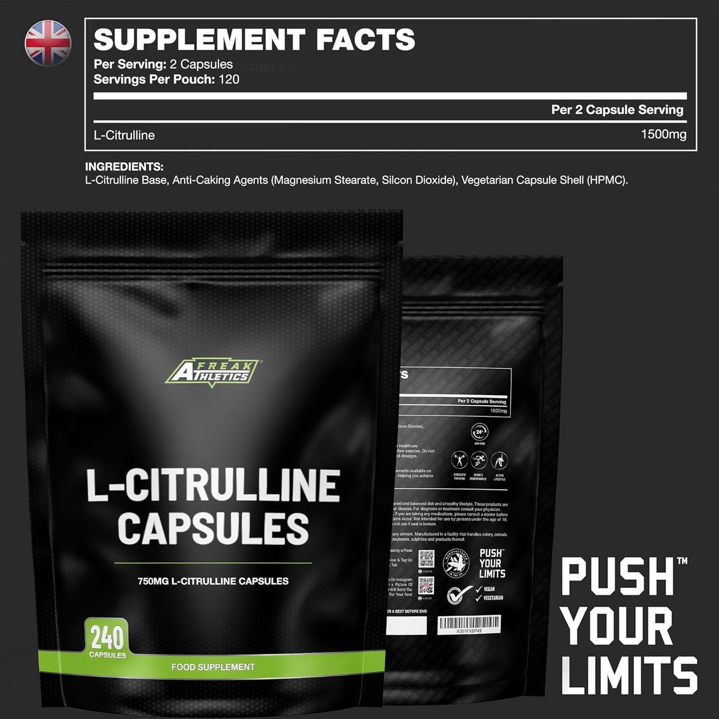 L Citrulline Capsules - 240 L Citrulline Powder Capsules - 750Mg up to 6000Mg Daily - for Muscle Pump & Recovery, Increase L-Arginine and Nitric Oxide - L-Citrulline for Men & Women.