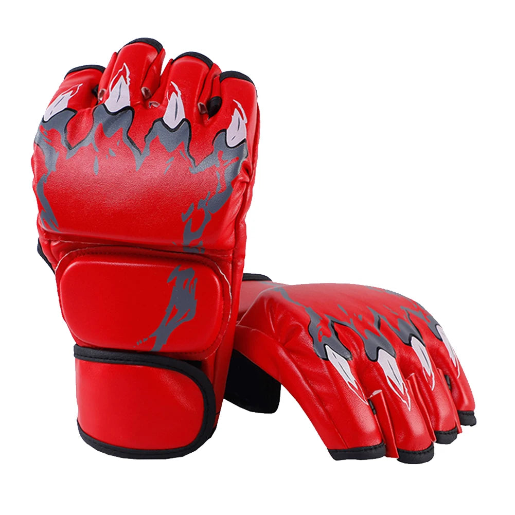 Unisex Kickboxing Gloves PU Leather Sparring Punching Gloves Wear Resistant Fingerless for Boxing Kickboxing Muay Thai MMA
