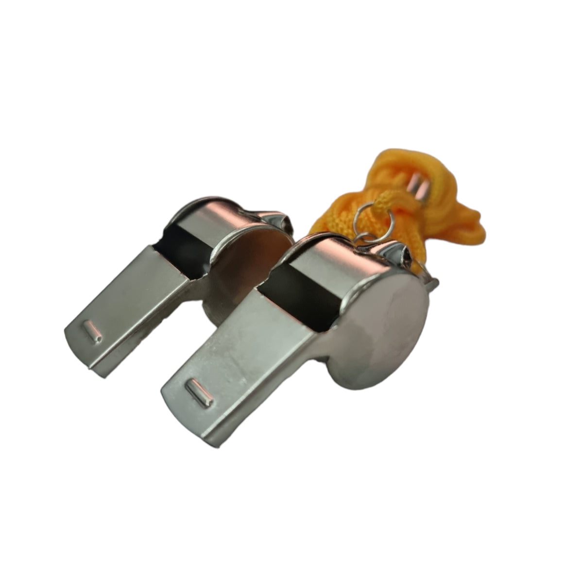 2 X Whistles on Lanyards Sports School Football Rugby Outdoor Metal Referee 4Cm