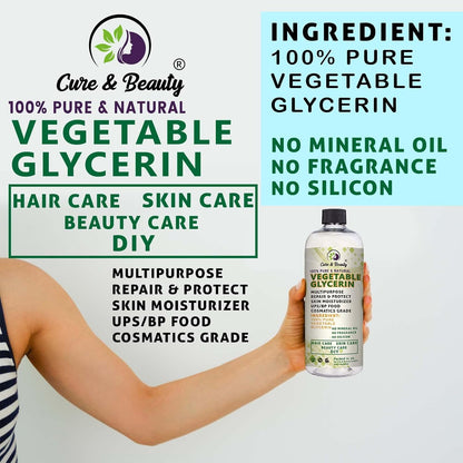 Vegetable Glycerin - 99% Pure - Liquid Vegetable Glycerin for Face Care - Body - Hair 500Ml