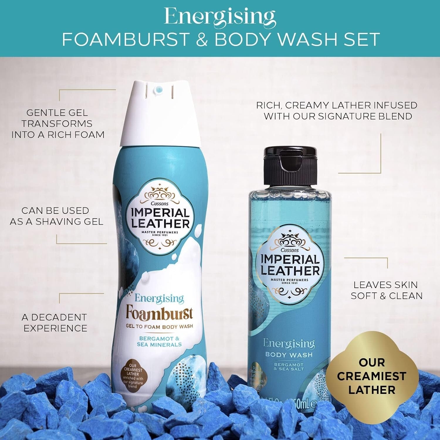 Imperial Leather Foamburst - Energising Body Wash, Bergamot & Sea Minerals With