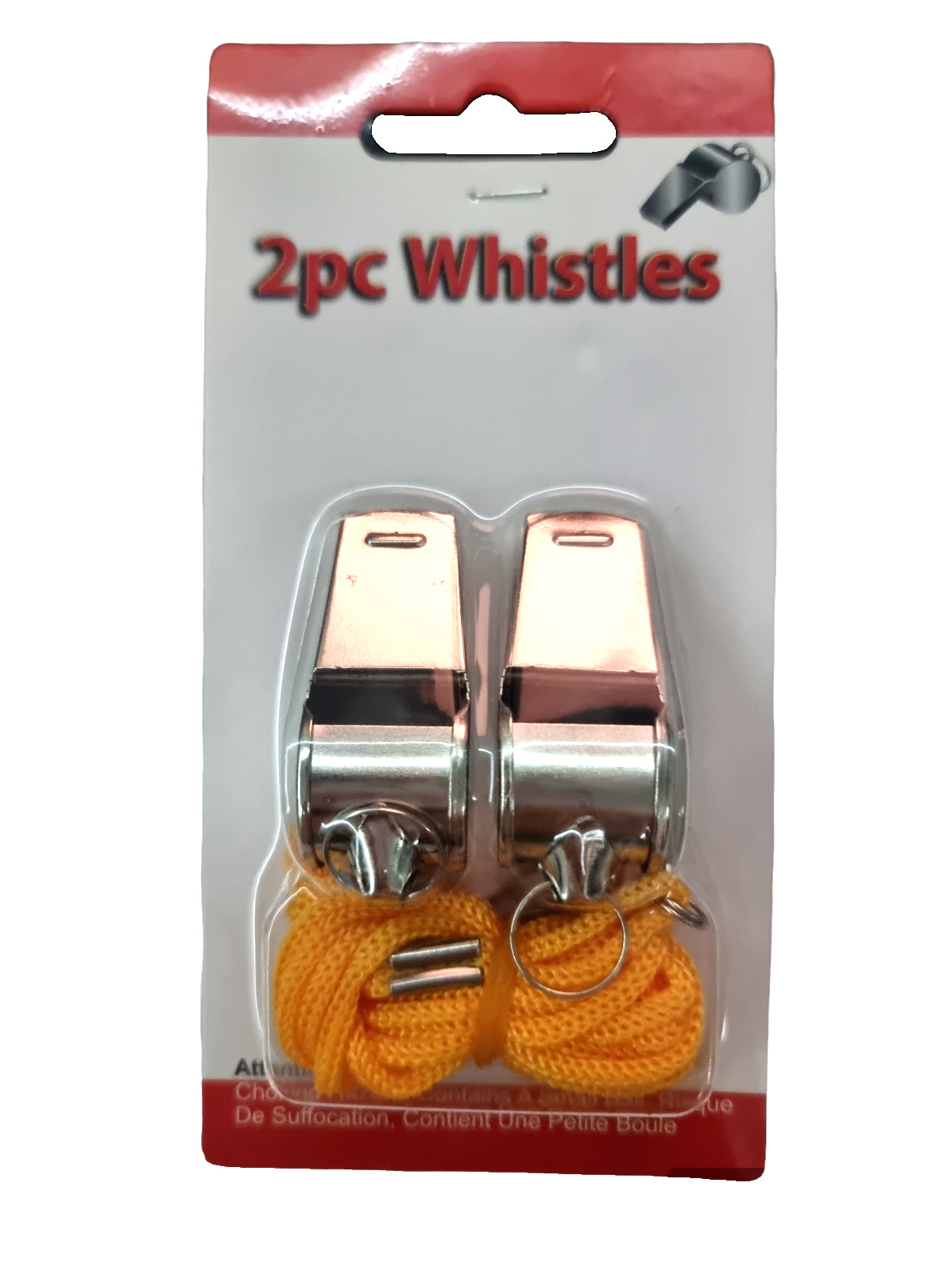 2 X Whistles on Lanyards Sports School Football Rugby Outdoor Metal Referee 4Cm