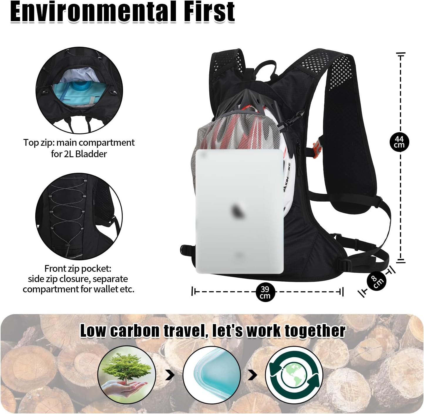 ® Hydration Pack with Hydration Bladder BPA Free|Large Big Cycling Backpack|Bike Backpack for Running Skiing Hiking Cycling|Backpack with Hydration System