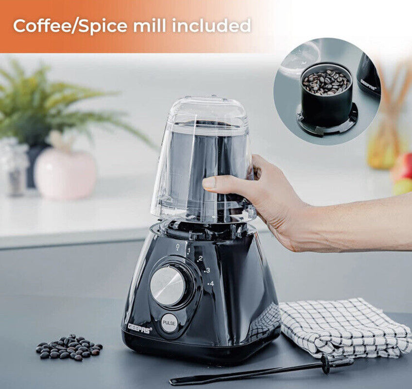 Geepas 550W 2 in 1 Food Jug Blender Ice Crusher, Mill,Coffee/Sp