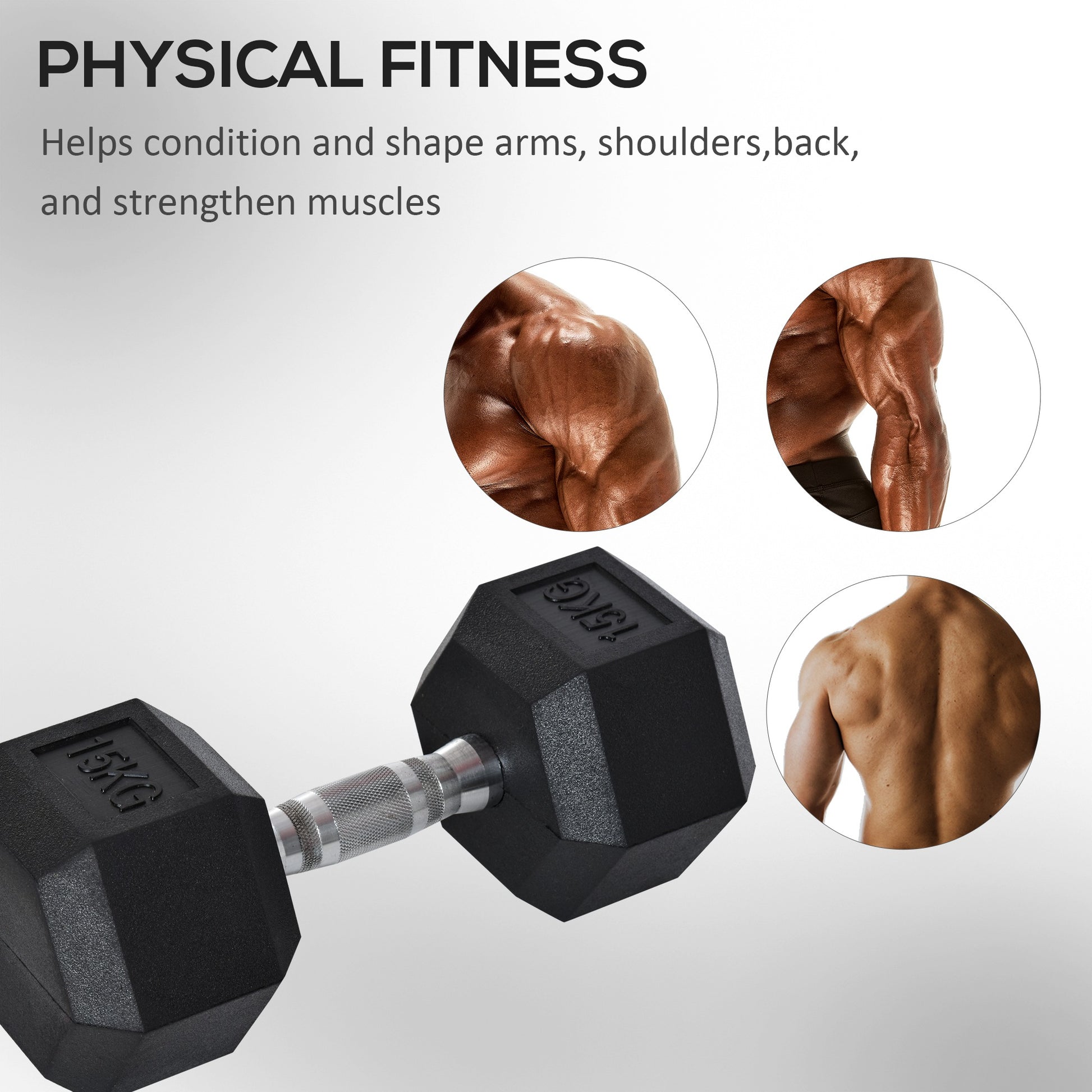 Single Rubber Hex Dumbbell Encased Ergo Weights Home Exercise Gym Fitness
