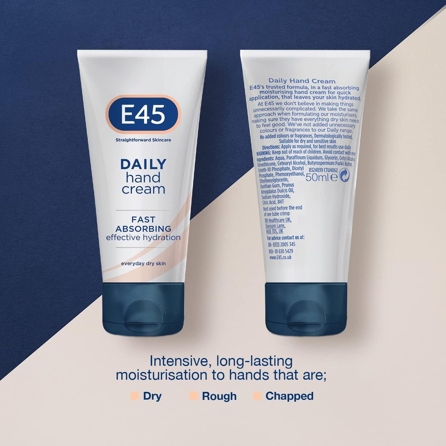 Daily Hand Cream 50 Ml –  Hand Cream for Very Dry Hands - Hand Moisturiser for Dry Skin and Sensitive Skin - Non-Greasy Hand Repair Cream for Soft and Supple Hands - Fast Absorption Formula