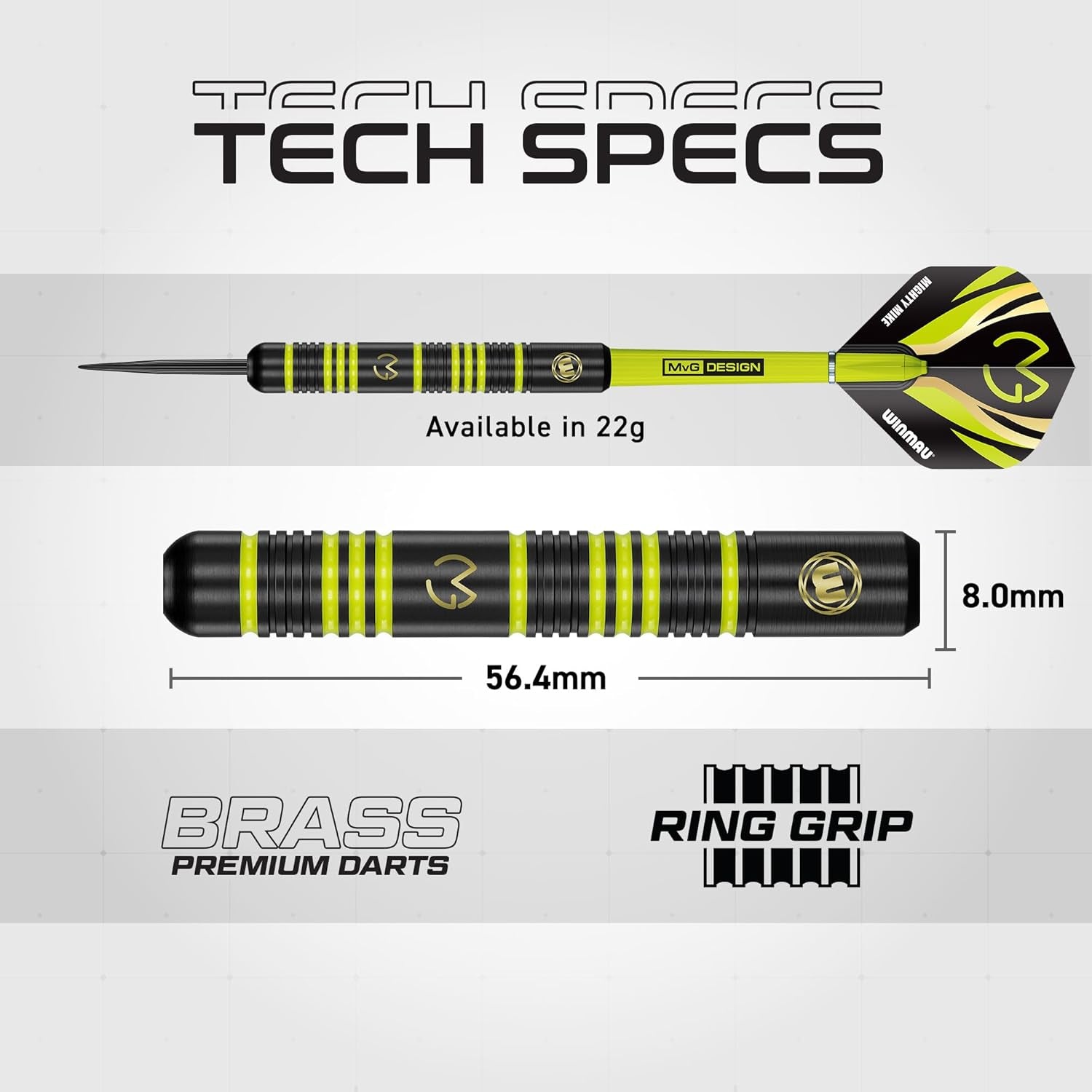 Darts Michael 'Mvg' Van Gerwen Vs Simon 'The Wizard' Whitlock | Twin Set | 22G Steeltip Brass Darts Set with Flights and Shafts (Stems)