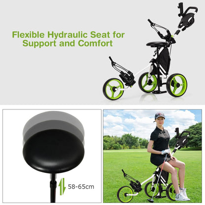 Golf Push Pull Cart with Storage Bag and Foot Brake