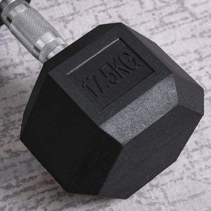 Single Rubber Hex Dumbbell Encased Ergo Weights Home Exercise Gym Fitness