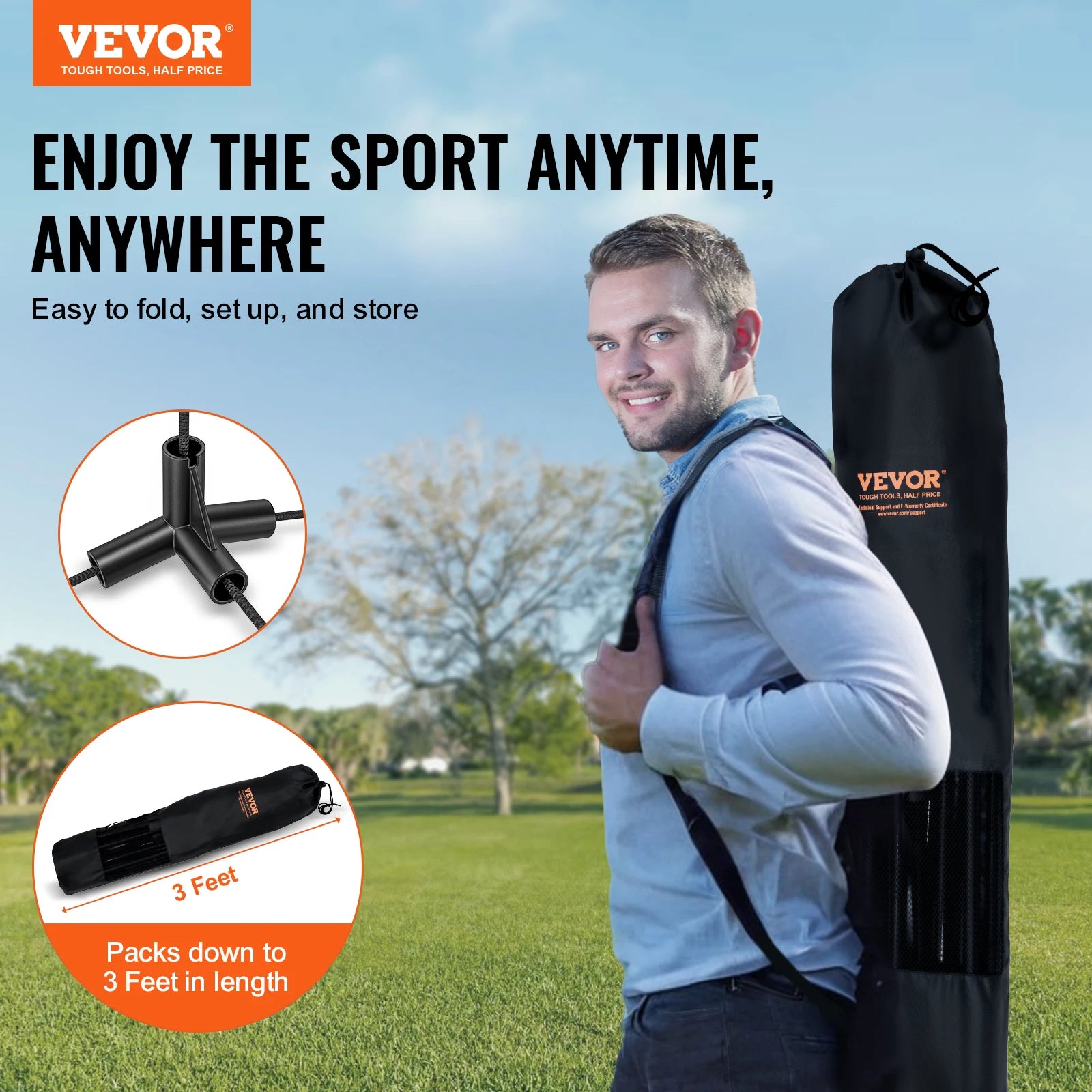 10/14/17FT Badminton Net Height Adjustable Volleyball Net Wide Foldable Pickleball Net Portable Easy Setup Tennis Net Set