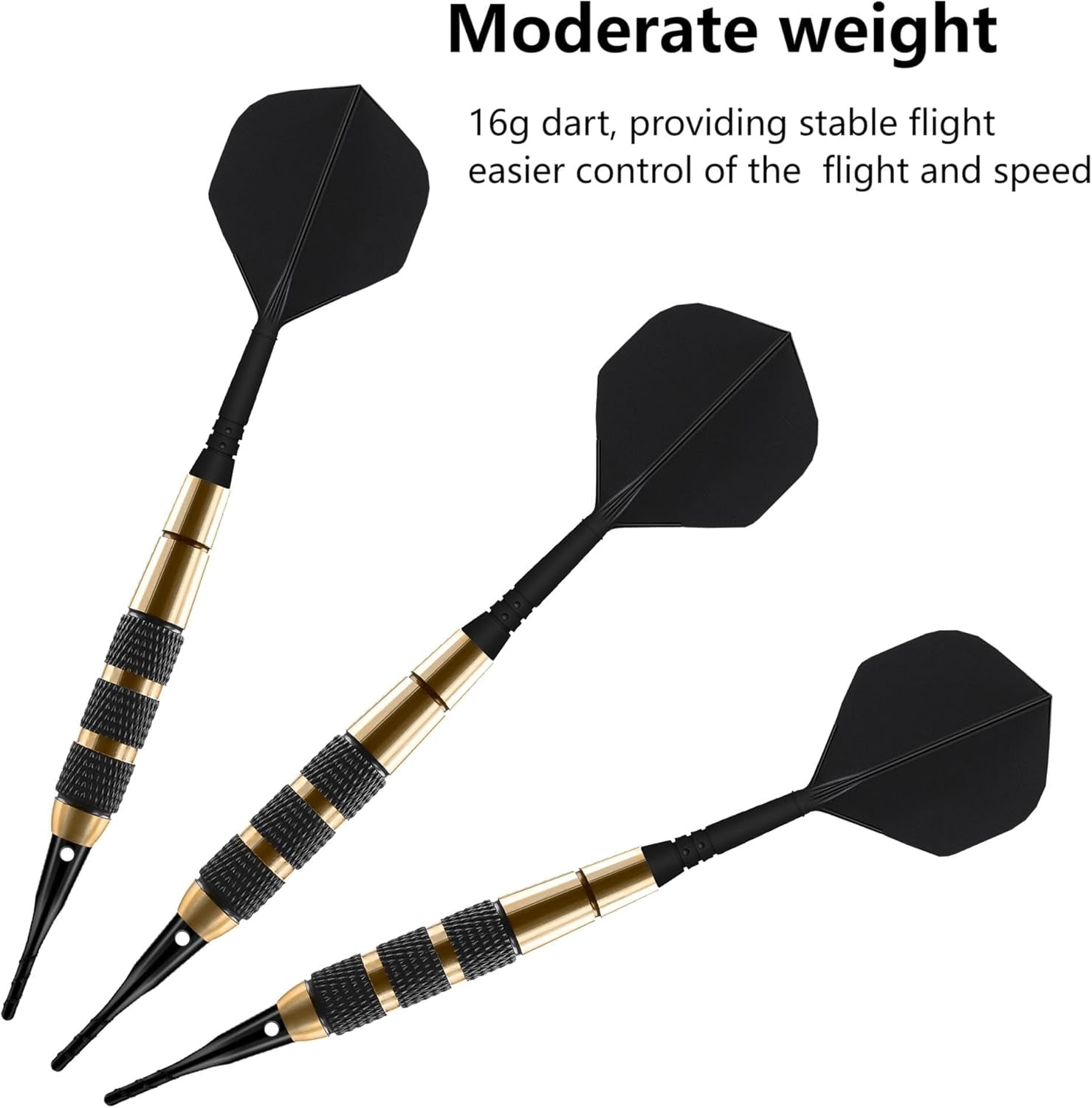 ​​ 18G Soft Tip Darts Set - 3 Brass Barrel Darts with Integrated Shaft & Flight, 30 Plastic Tips & Dart Case - Safety for Adults/Kids, Perfect for Indoor/Office/Bar/Family Games​