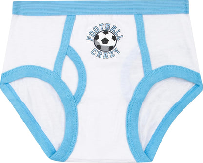 Boys Underwear | Football Briefs 5 Pack | Soft Cotton Boys Briefs | Ages 3 to 8 Years