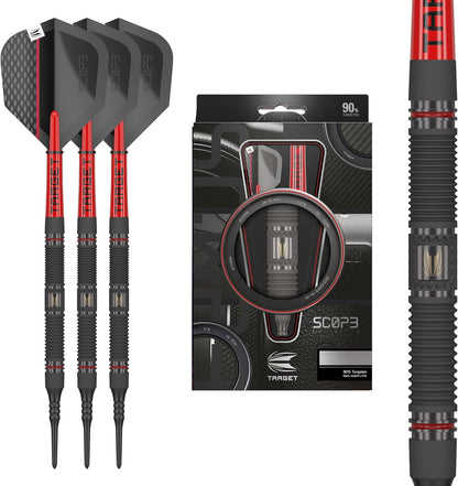 Darts Scope Soft Tip Darts, 90% Tungsten Dart Set | Red & Black Darts, Darts Set with Pixel Tips, Electronic Darts, Soft Tip Darts | Barrel 10/11 – 18G/19G/20G/21G