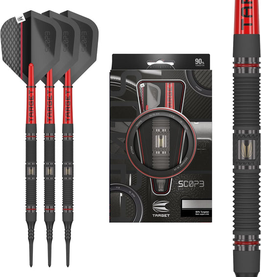Darts Scope Soft Tip Darts, 90% Tungsten Dart Set | Red & Black Darts, Darts Set with Pixel Tips, Electronic Darts, Soft Tip Darts | Barrel 10/11 – 18G/19G/20G/21G