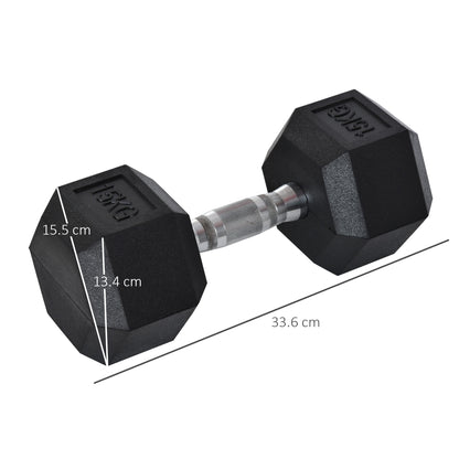 Single Rubber Hex Dumbbell Encased Ergo Weights Home Exercise Gym Fitness