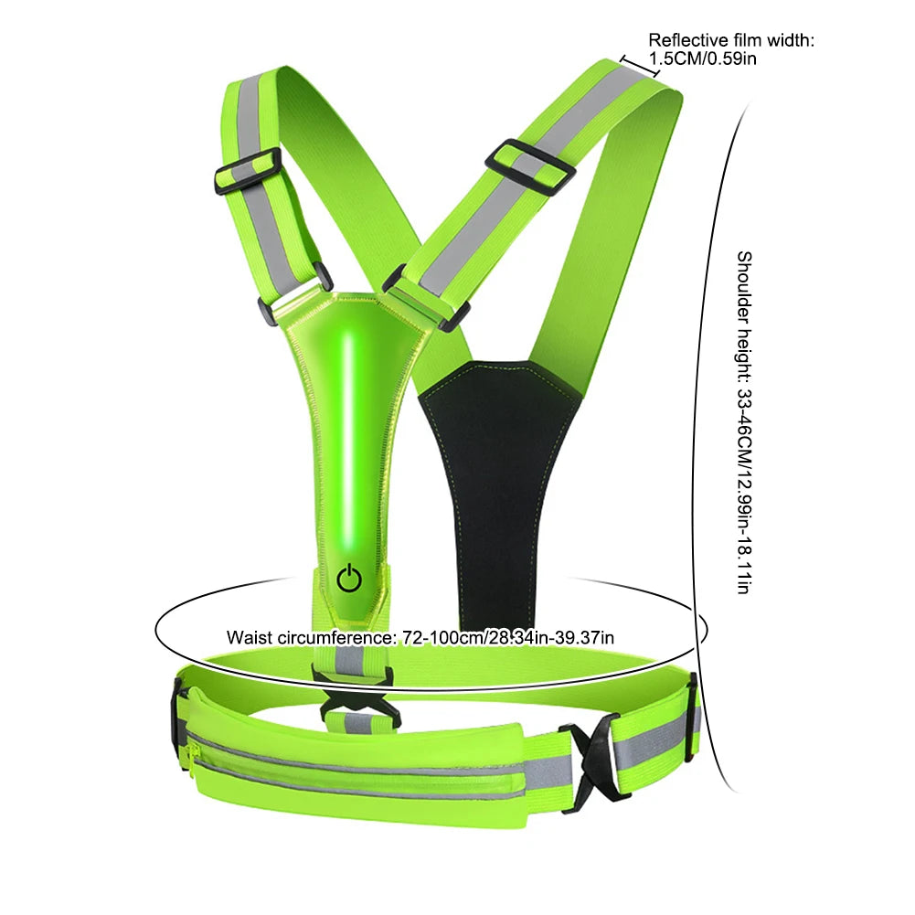 LED Reflective Vest Light up Vest High Visibility Running Gear USB Rechargeable 3 Light Modes for Outdoor Night Running Walking