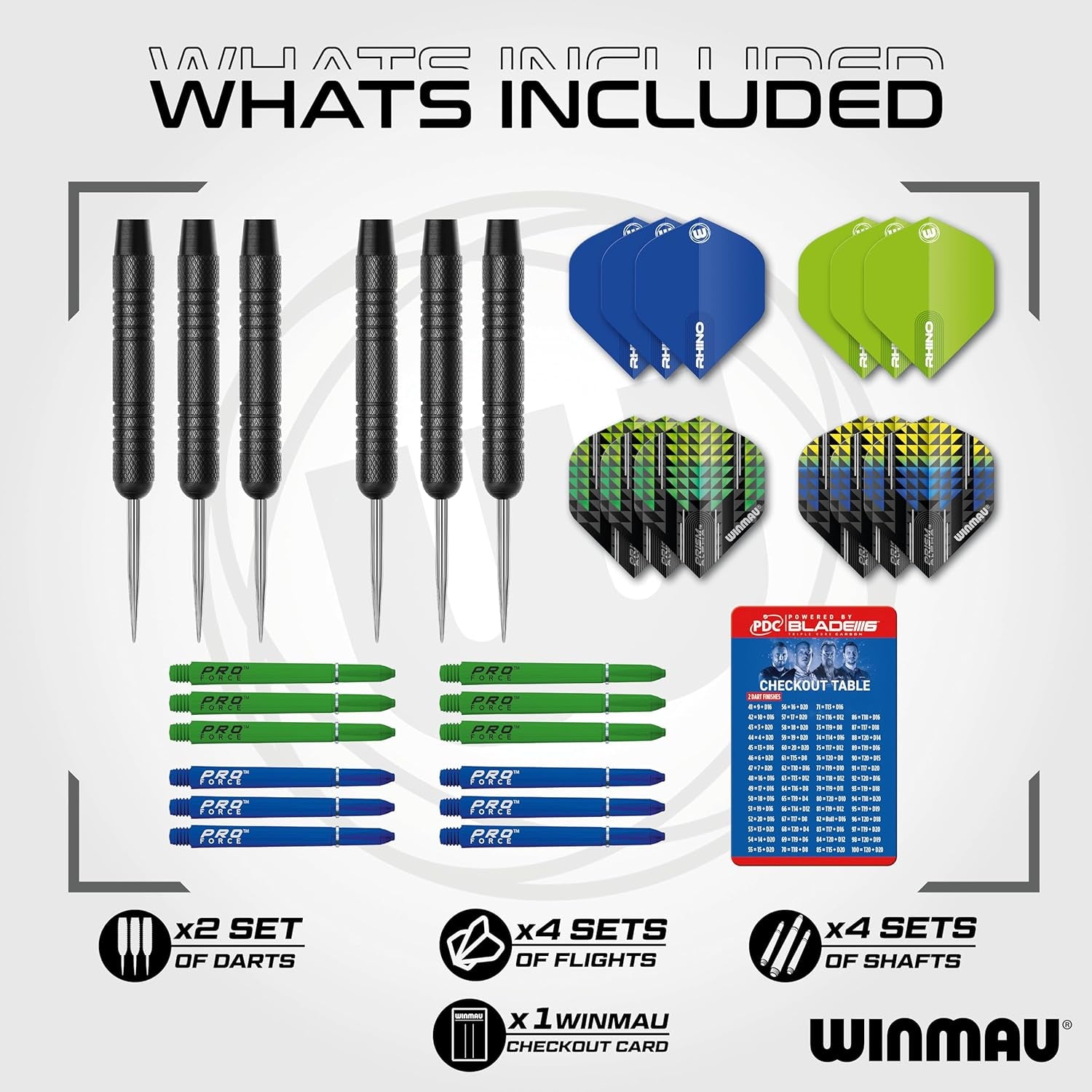 Darts Cadet Twinset - Premium Steel - 19G Steel Darts Set with Dart Flights and Dart Shafts (Stems) with Score Card