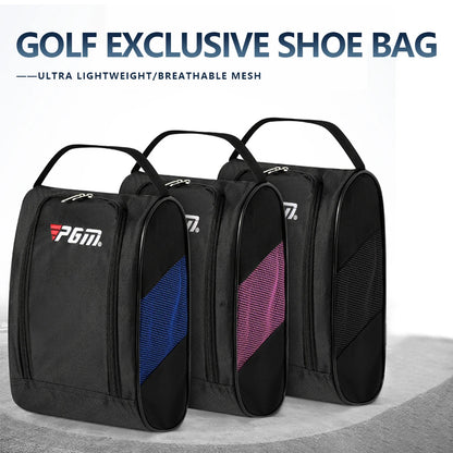 Unisex Golf Shoe Carrier Bags Portable Nylon Golf Shoe Pocket with Zipper Hand-Held Breathable Ultra-Light Sports Accessories