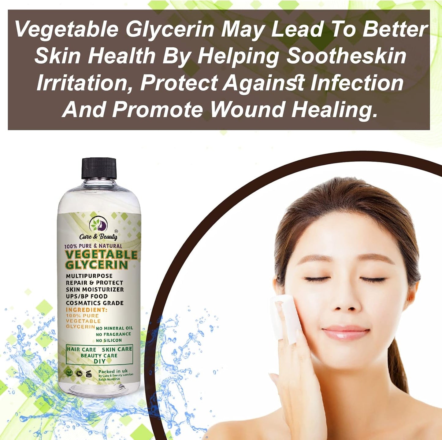 Vegetable Glycerin - 99% Pure - Liquid Vegetable Glycerin for Face Care - Body - Hair 500Ml