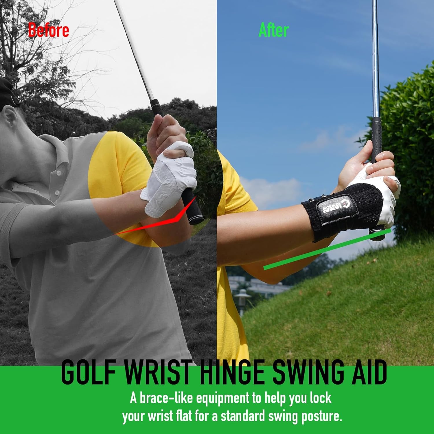 OLF Wrist Brace Wrist Hinge Swing Aid, Efficient Golf Swing Training Equipment, Wrist Hinge Trainer to Correct Wrist Angle and Muscle Memory