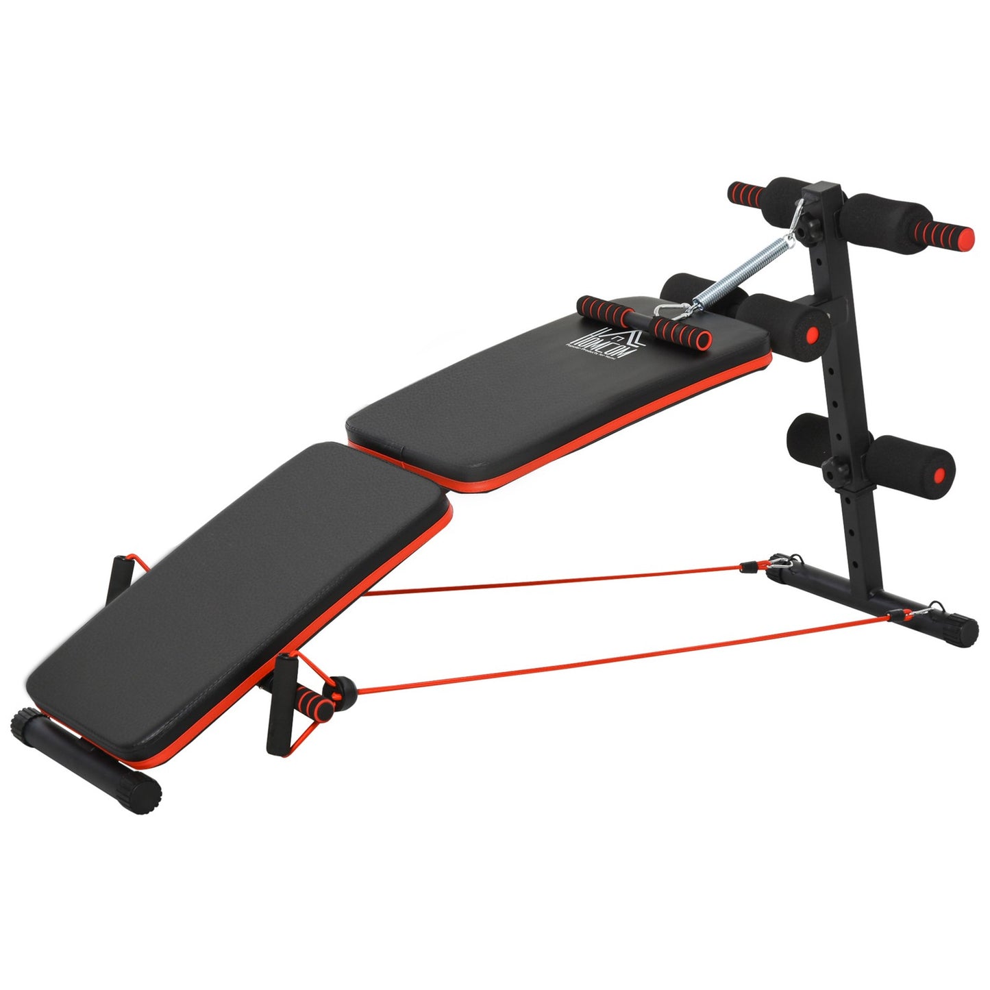 Foldable Sit up Bench Core Workout Fitness Home Gym Trainer W/ Arm Pulling Rope