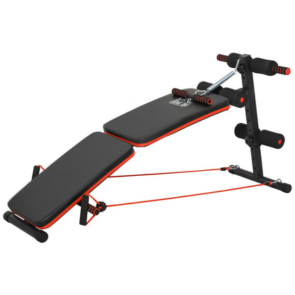 Foldable Sit up Bench Core Workout Fitness Home Gym Trainer W/ Arm Pulling Rope