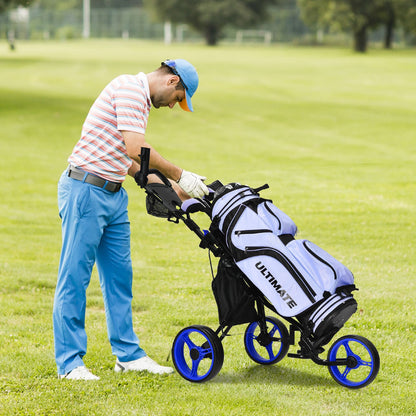 Golf Push Pull Cart with Storage Bag and Foot Brake