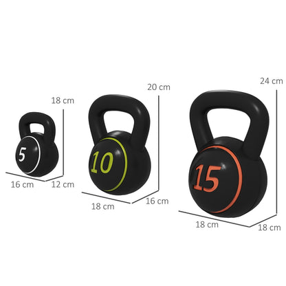 SPORTNOW Set of Three Kettlebell Weights with Storage Tray, 2.2Kg, 4.5Kg, 6.8Kg