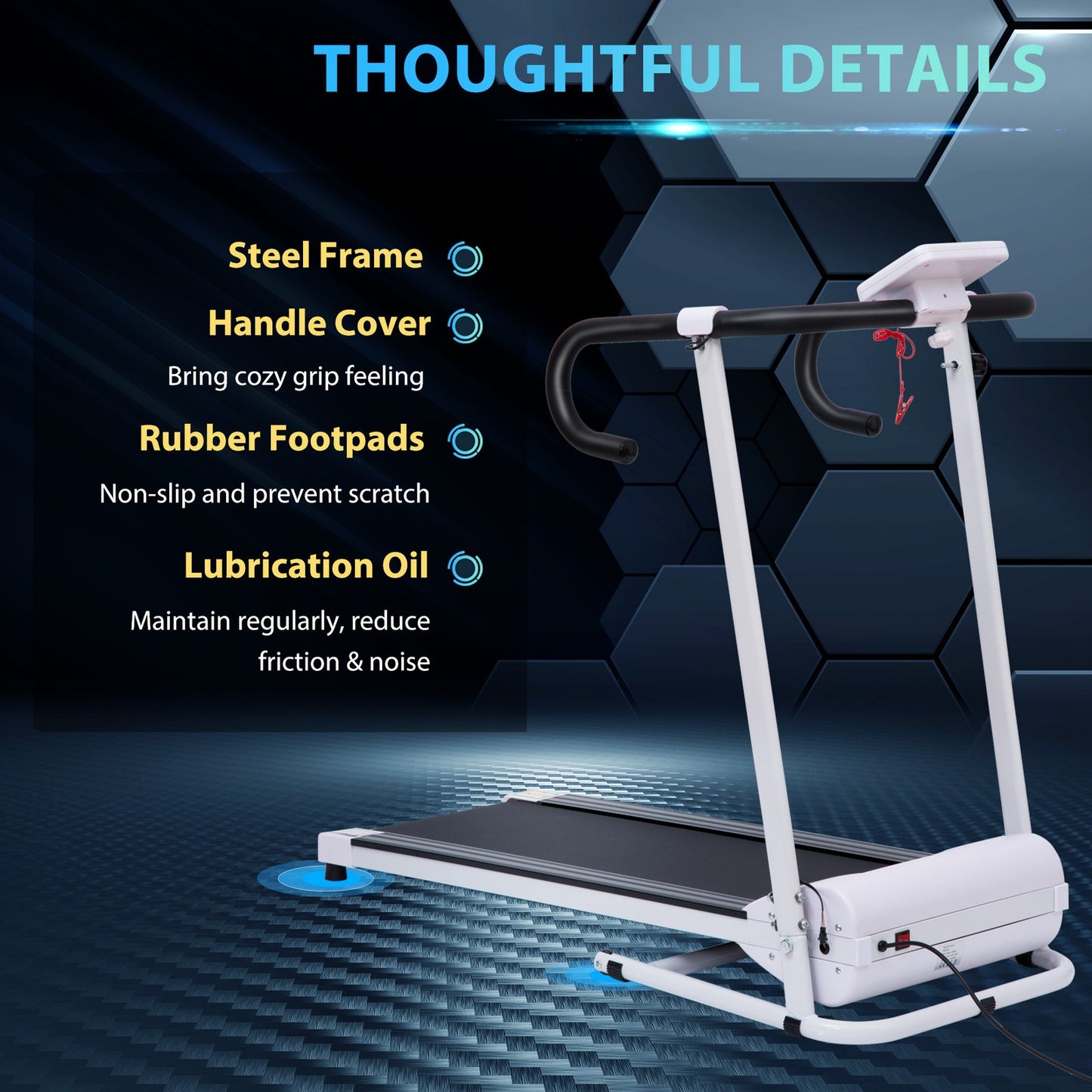 1-10Km/H Folding 1.25HP Treadmill Home Running Fitness Machine W/ Safety Stopper