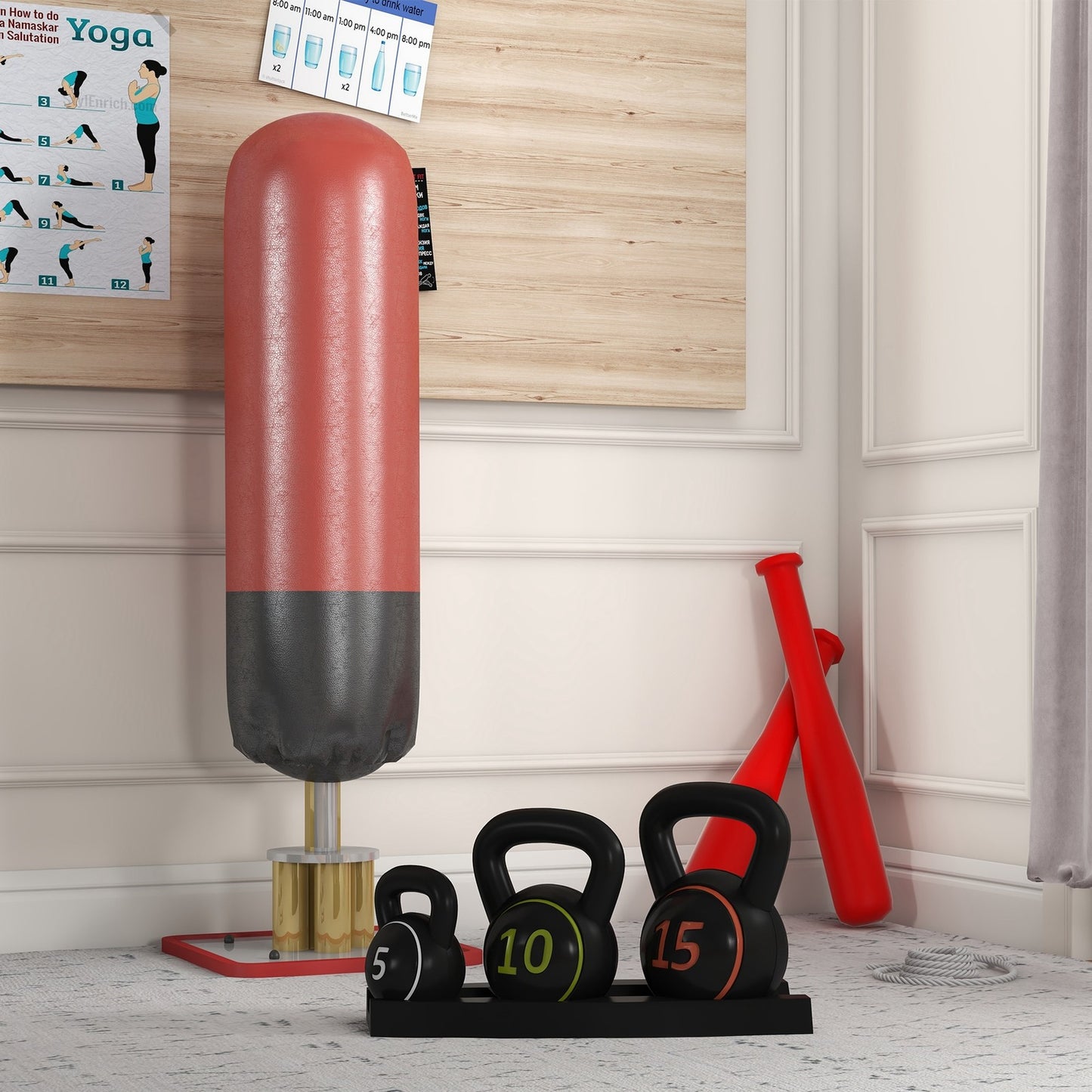 SPORTNOW Set of Three Kettlebell Weights with Storage Tray, 2.2Kg, 4.5Kg, 6.8Kg
