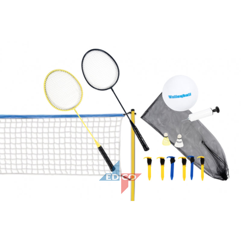 Kids Badminton & Volleyball Play Set 2-In-1 Sport Outdoor Garden Games Fun Toy