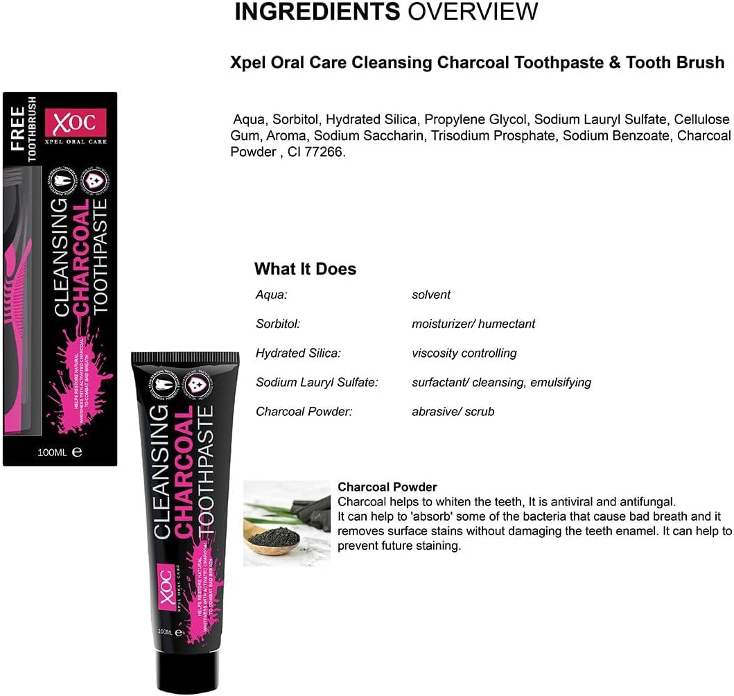- Charcoal Tooth Paste with Brush - 100 Ml