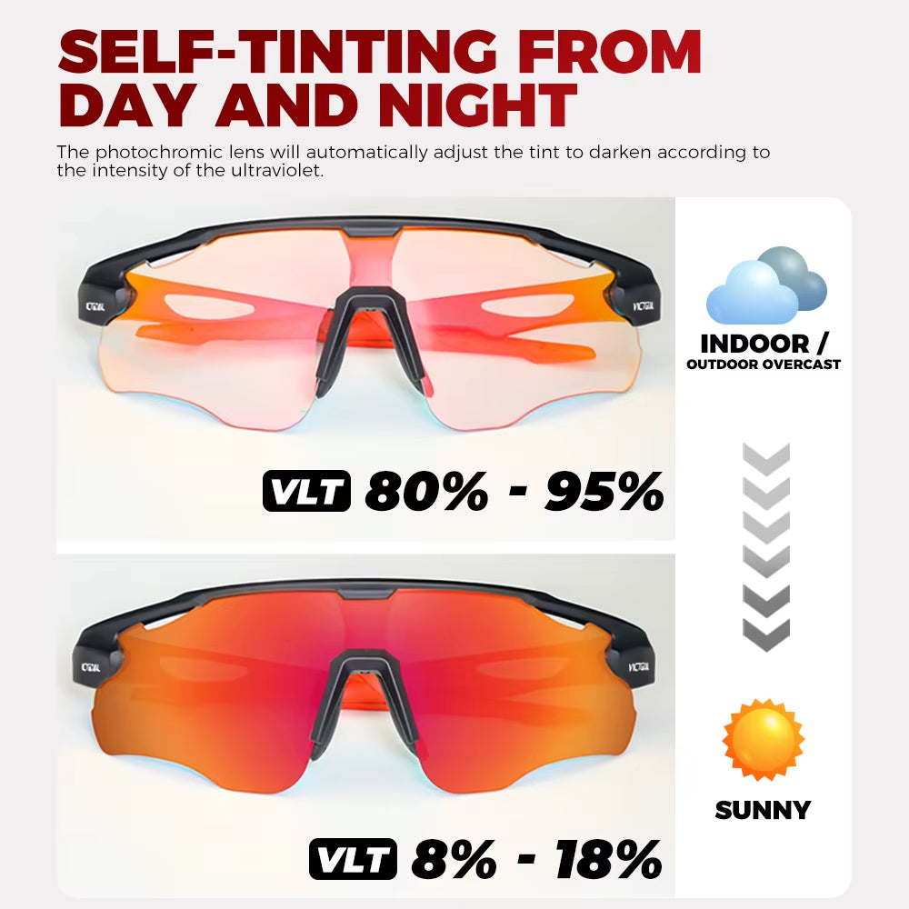 Photochromic Cycling Sunglasses for Men Women Sports UV400 Protection Bicycle Eyewear MTB Mountain Road Bike Eyeglass